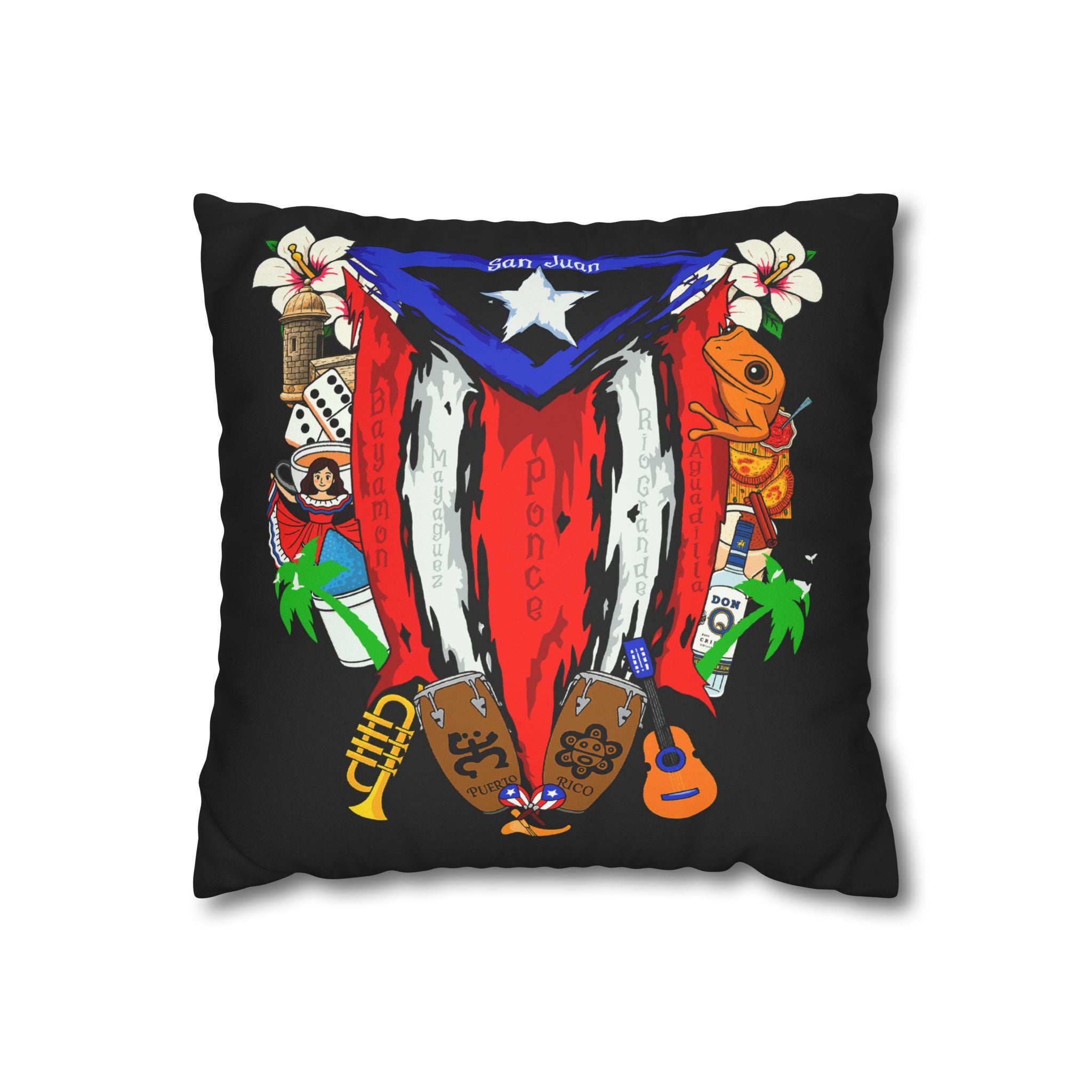 Puerto Rico Square Pillowcase 14x14