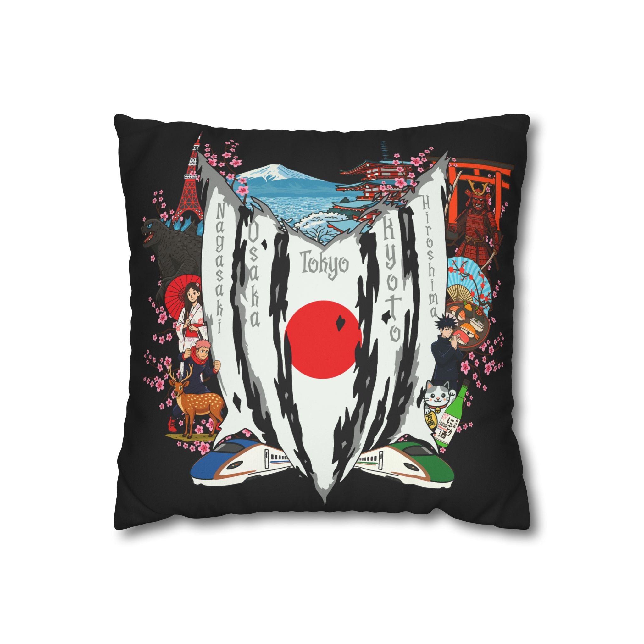 Japan Juju Square Pillowcase 14x14