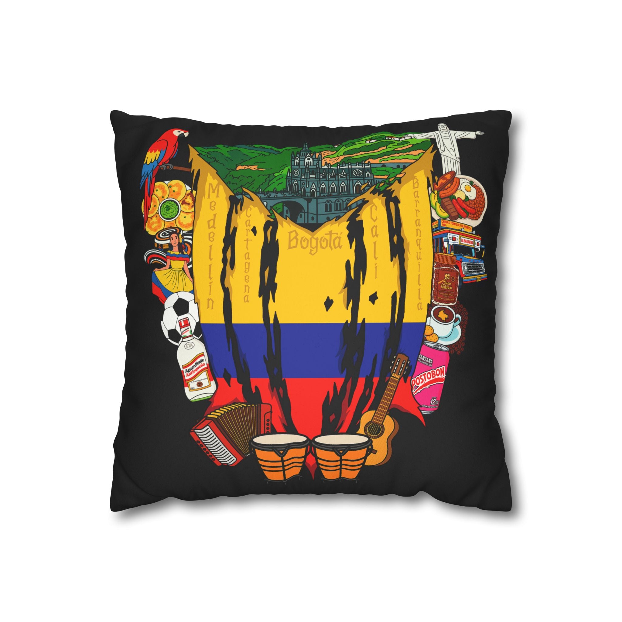 Colombia Collage Square Pillowcase 14x14