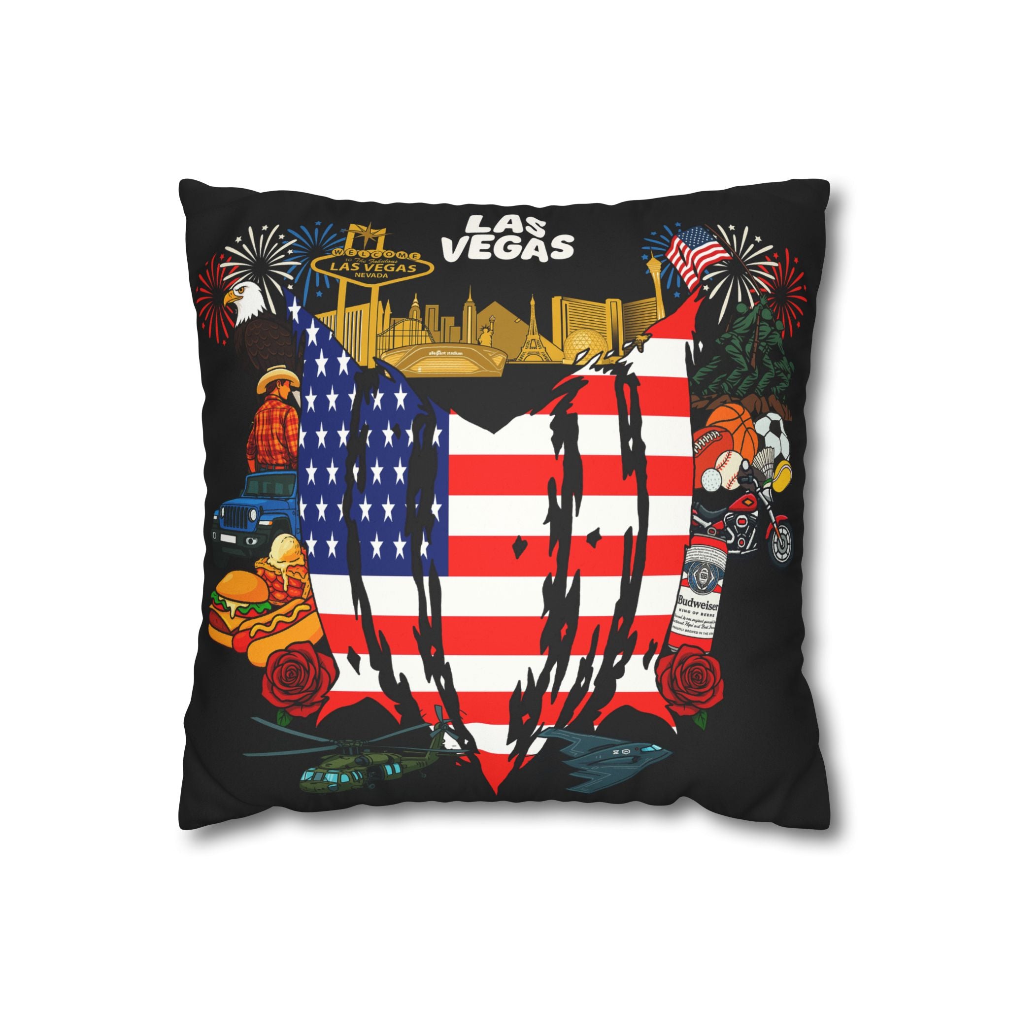 USA (Las Vegas) Square Pillowcase 14x14