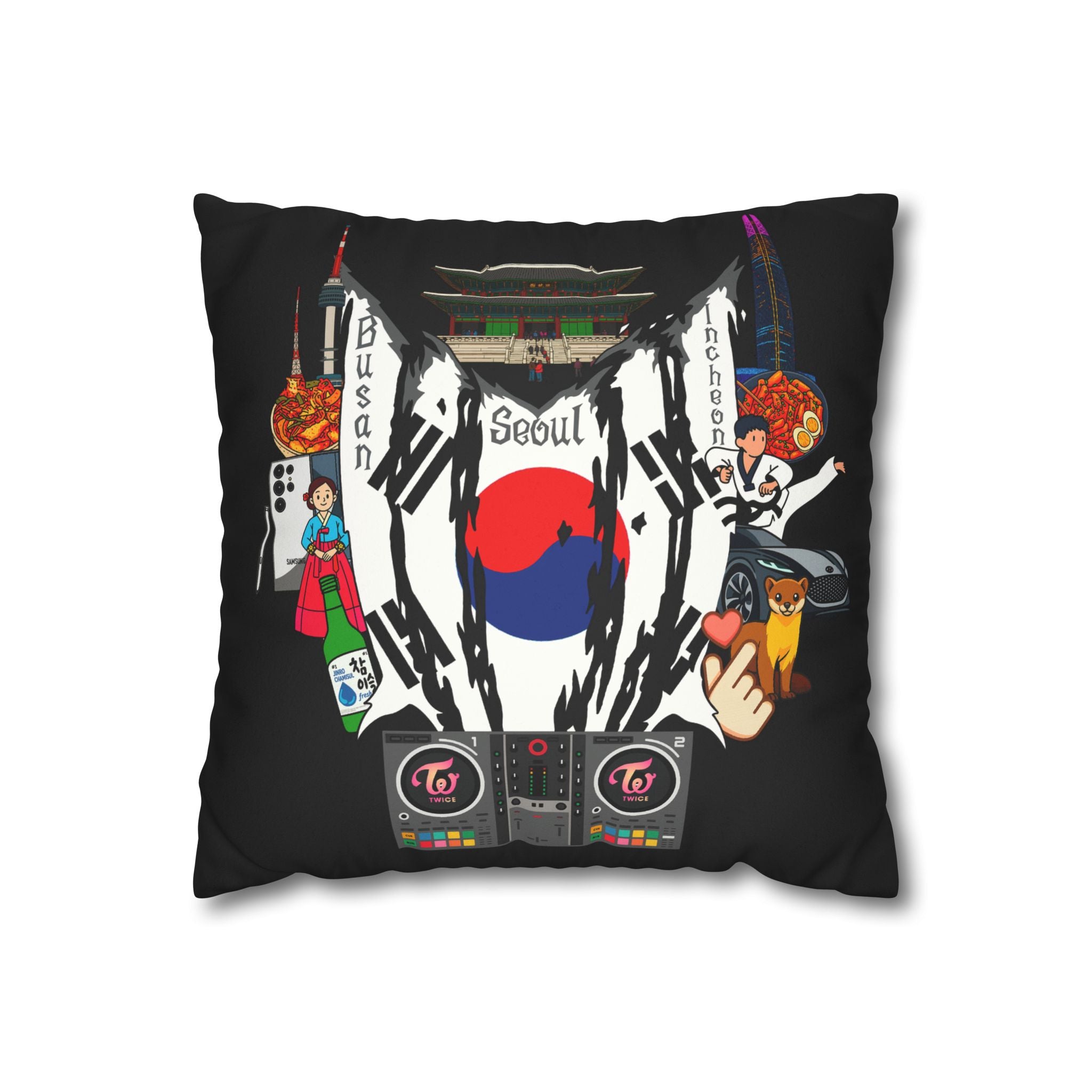 South Korea (Twice) Square Pillowcase 14x14