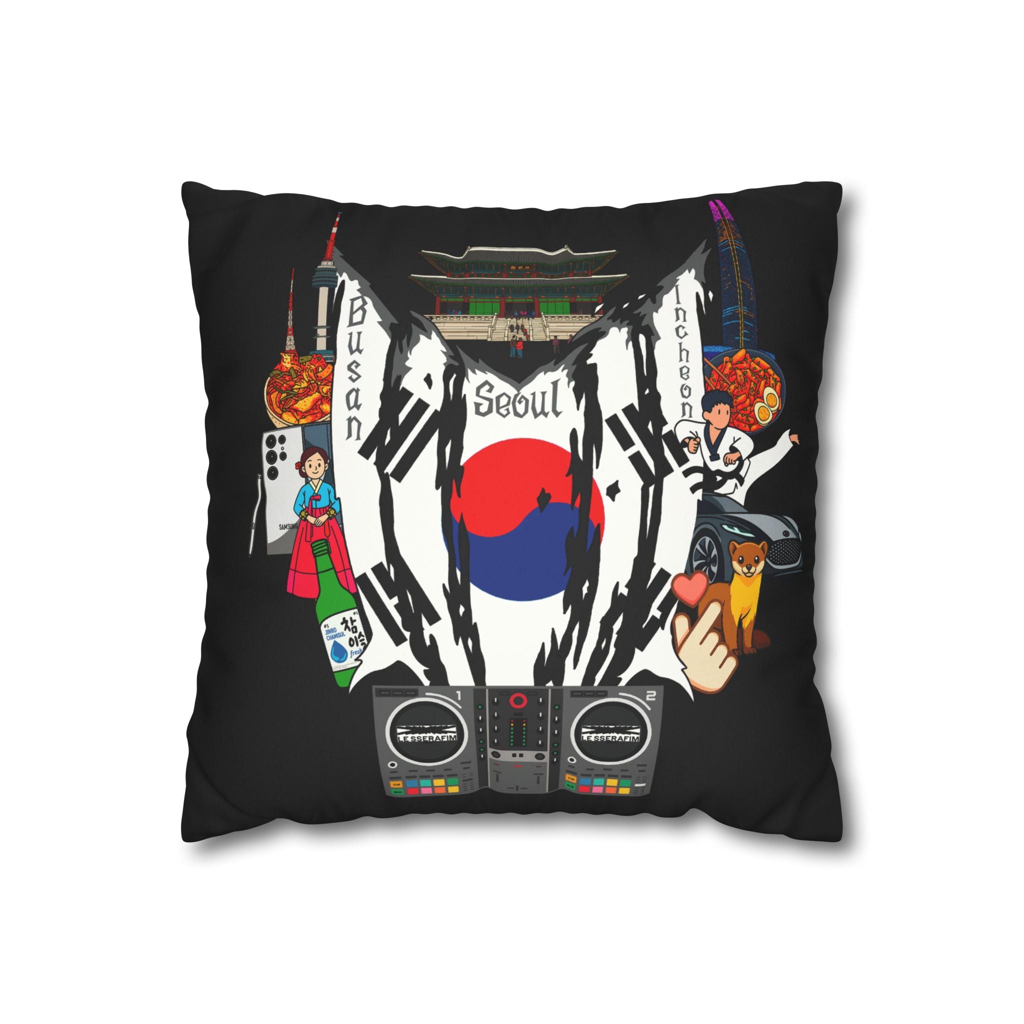 South Korea (LeSserafim) Square Pillowcase 14x14